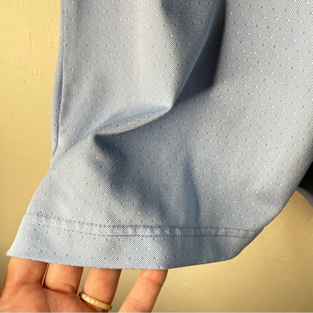 Pebble Beach Dry Luxe Performance Polo Size Large Light Blue Print - Picture 4 of 7